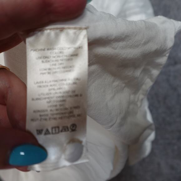 Anthropologie Dress Womens Extra Small Peregrine Midi White Smocked VNeck Aline - Picture 8 of 15